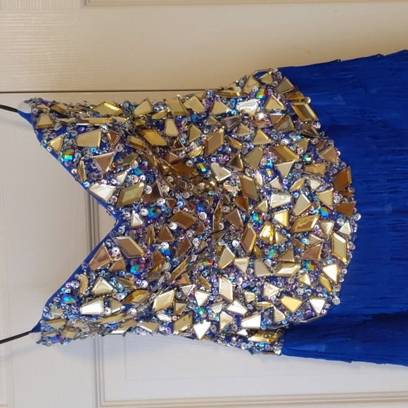 Jeweled blue flapper style size 4 dress - Picture 1 of 6